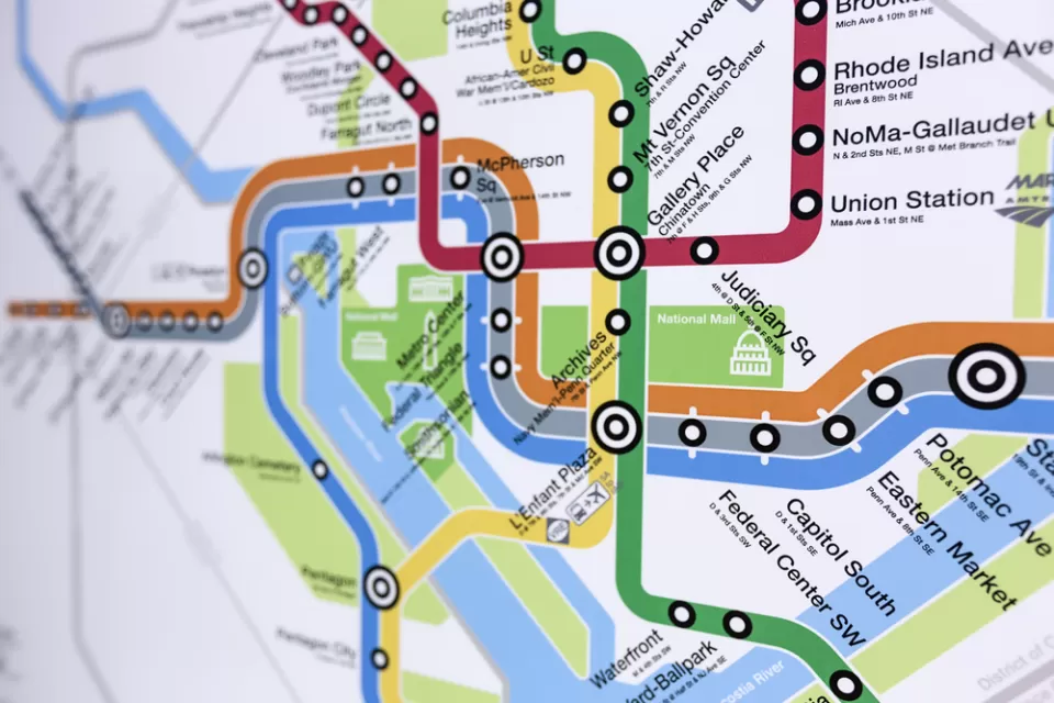 Transit map for Washington. D.C.